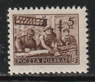 Polen 1950 - Arbeiders aan de wederopbouw, Ophalen, Polen, Postfris