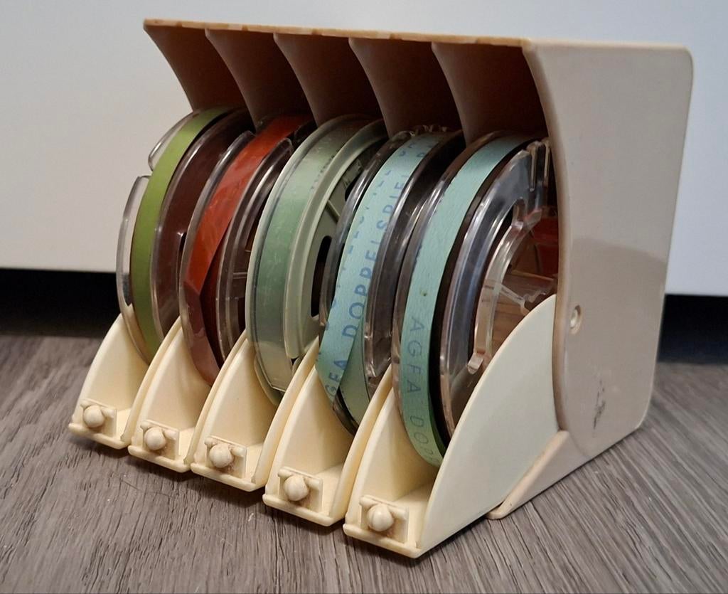 Bandrecorder bandjes in vintage opbergbox - 7,5 cm, Audio, Tv en Foto, Bandrecorders, Ophalen of Verzenden, Onderdeel, Met banden