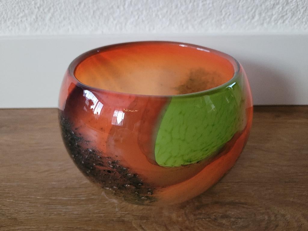 Randsfjordglass Vaas - Kleurrijk & Puntgaaf Noorwegen 14 cm., Antiek en Kunst, Antiek | Glas en Kristal, Ophalen of Verzenden