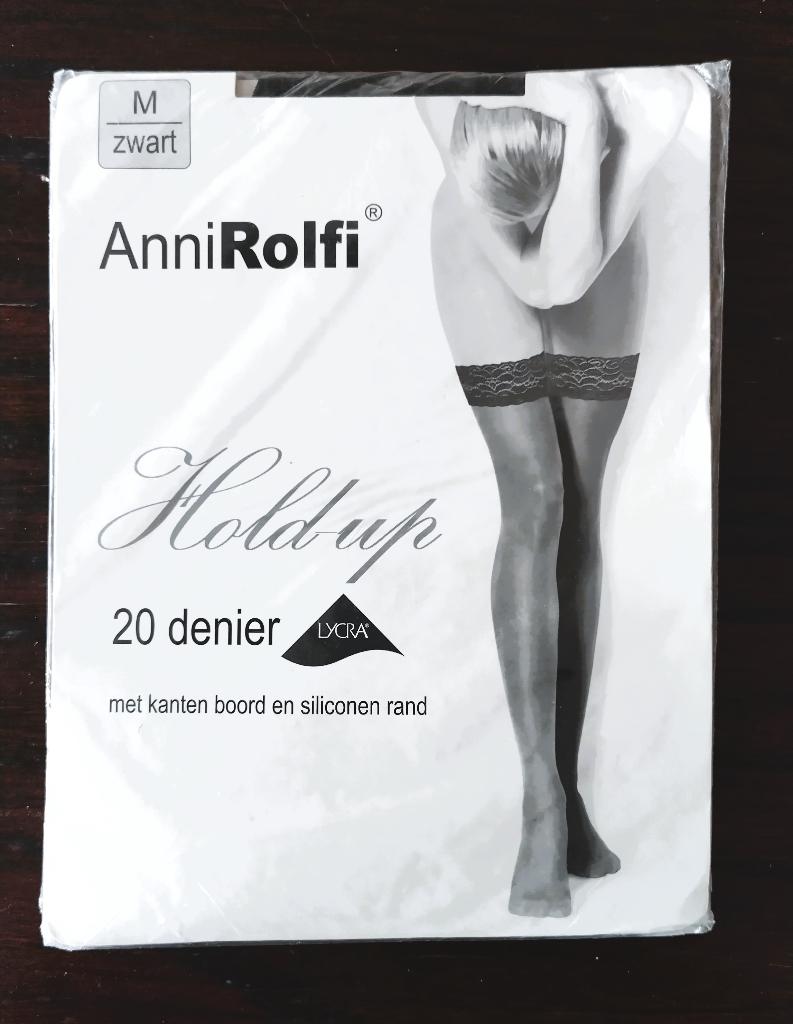 Anni Rolfi Zwarte Stay-Up kousen, 20 denier, Stay-up kousen, Zwart, Nieuw, Maat 39 t/m 42