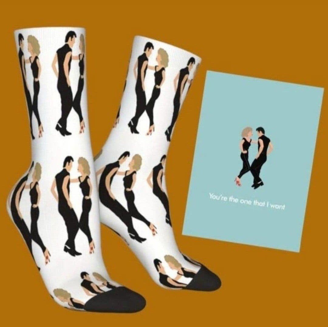 GREASE SOKKEN+WENSKAART GREASE "YOU'RE THE ONE THAT I WANT", Ophalen of Verzenden, Nieuw