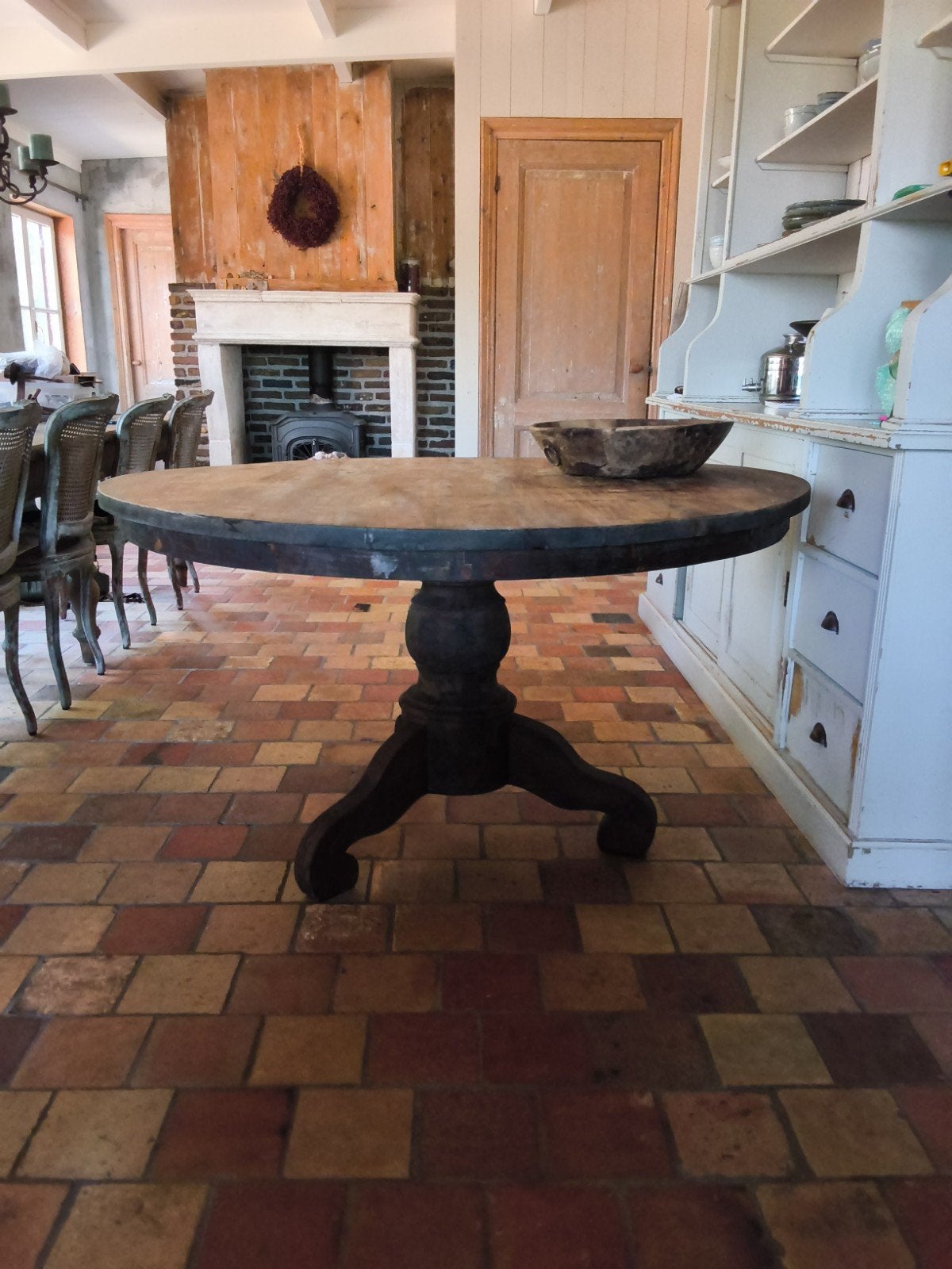 Ronde eettafel/kloostertafel 140, Ophalen, Gebruikt, Vijf personen of meer, Landelijk eetkamertafel