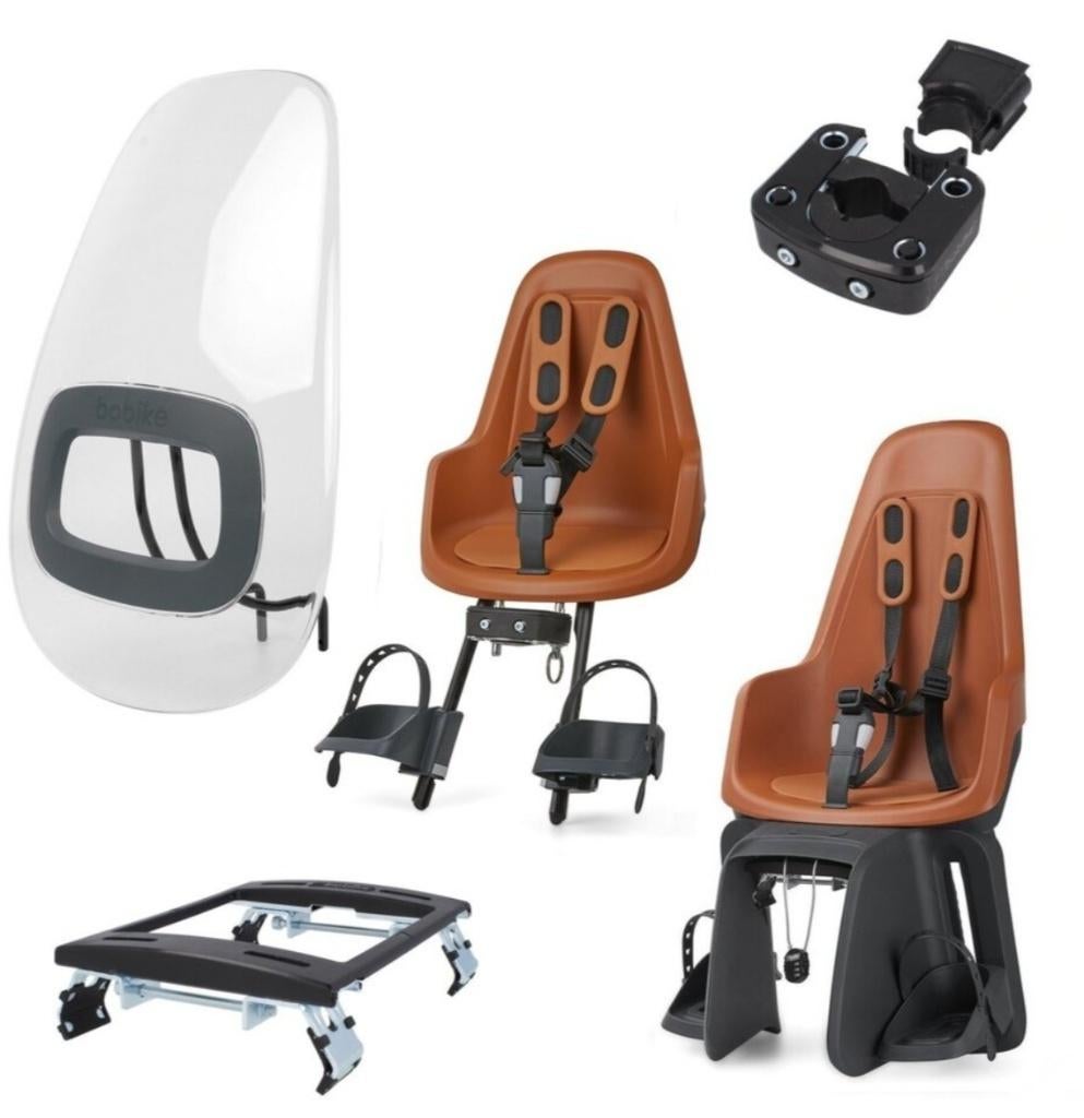 Bobike fietsstoel set. Mini one + maxi one (Voor + achterop), Ophalen, Gebruikt, BoBike, Voetsteuntjes