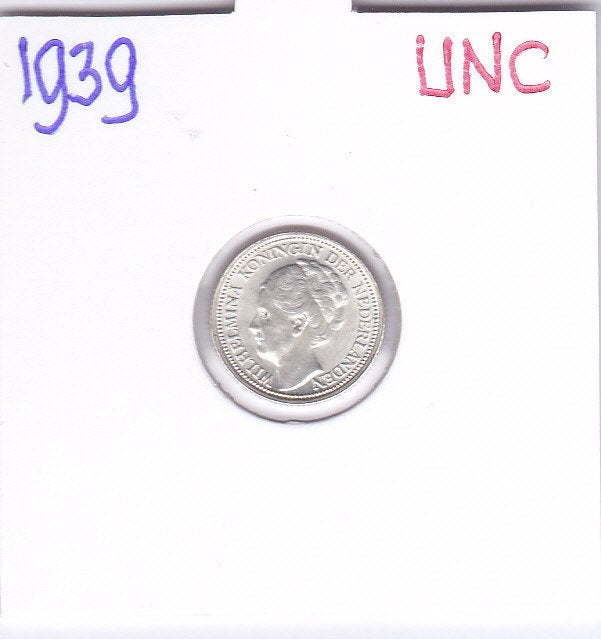 Schitterende 10 cent 1939 UNC met originele kleur 8 euro, Postzegels en Munten, Munten | Nederland, Zilver, Ophalen of Verzenden