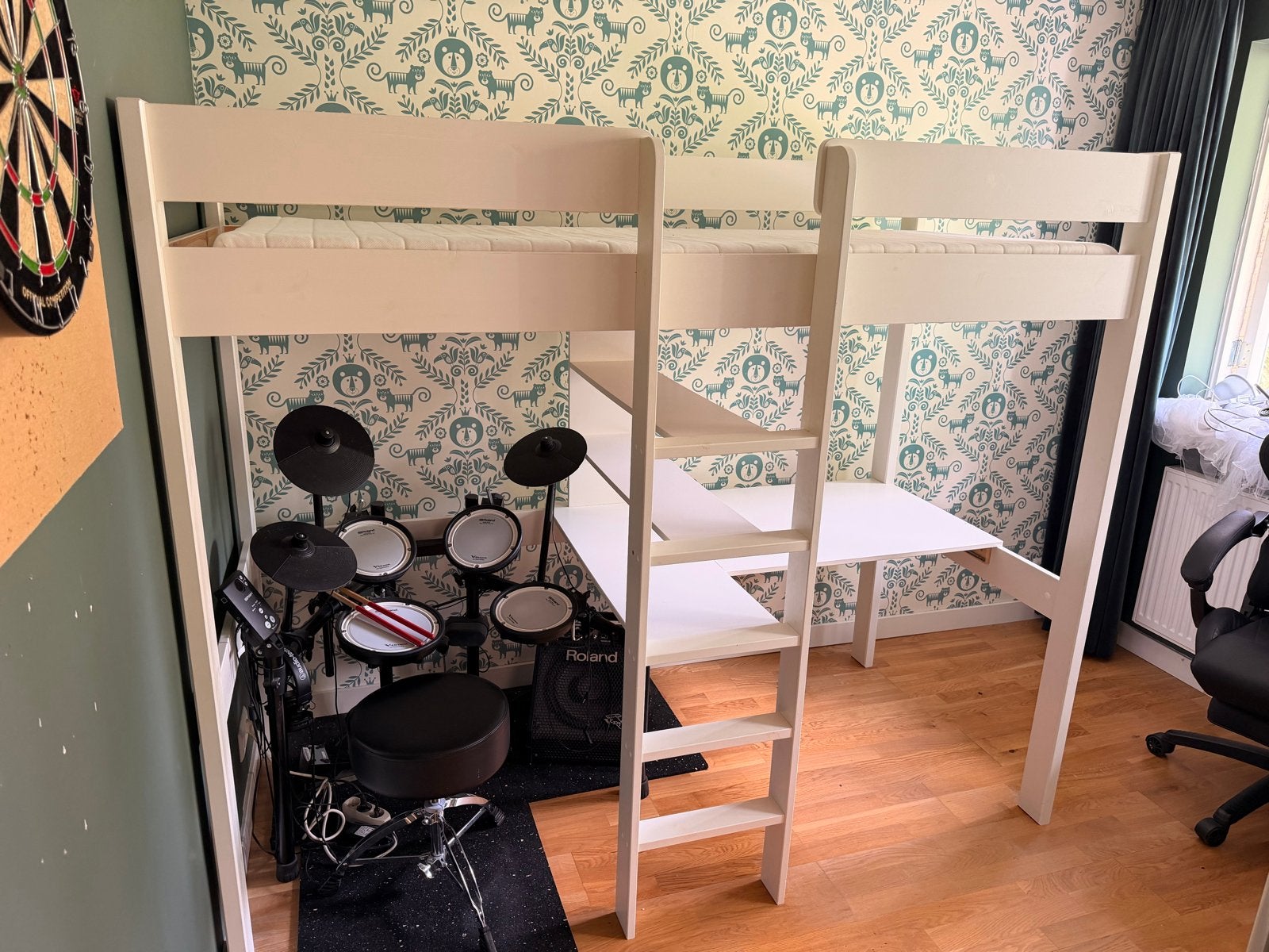Hoogslaper Nous kids Robin (90x200 cm) met bureau en kast, Huis en Inrichting, Slaapkamer | Stapelbedden en Hoogslapers, Zo goed als nieuw