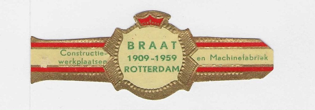 abonne reclamen   19 - braat   machinefabriek rotterdam, Ophalen of Verzenden, Sigarenbandjes