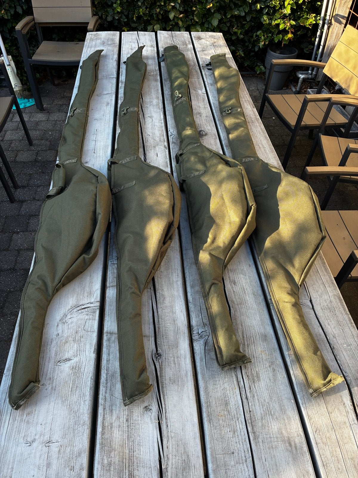 Topset 4 hengels + sleeve, molens 8 reserve spoelen, Ophalen, Gebruikt, Complete hengel