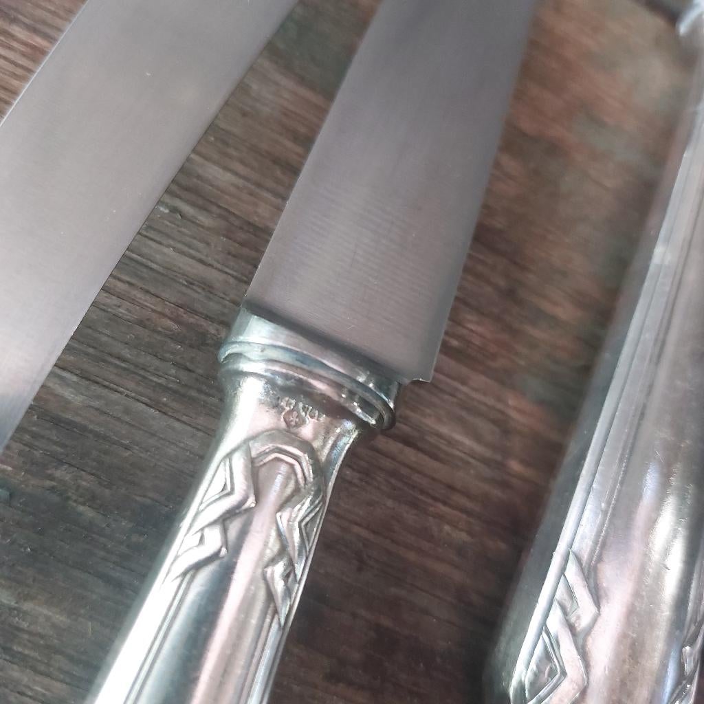Franse art deco zwaar verzilverde dinermes,gemerkt, 24,5 cm, Ophalen of Verzenden