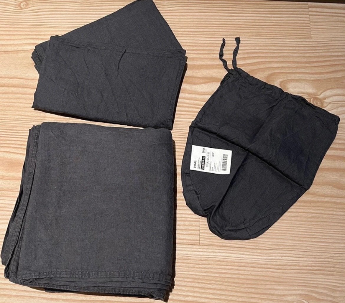240x220 IKEA DYRGRIP Dekbedovertrek en Kussensloop - Grijs, Huis en Inrichting, Dekbedovertrek, Katoen, Ophalen of Verzenden, Zo goed als nieuw