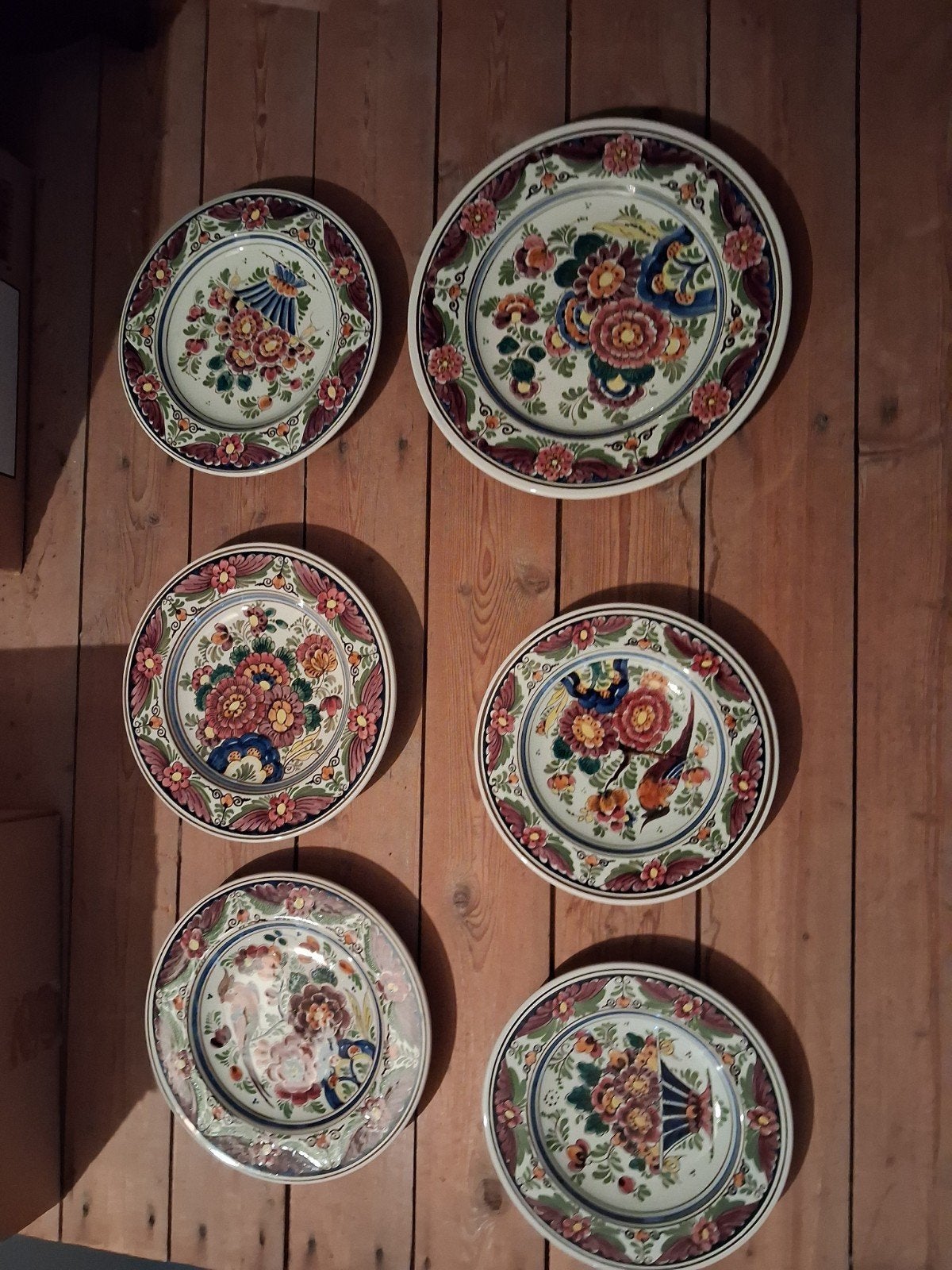 Set van 6 Handbeschilderde Sierborden, Antiek en Kunst, Ophalen of Verzenden