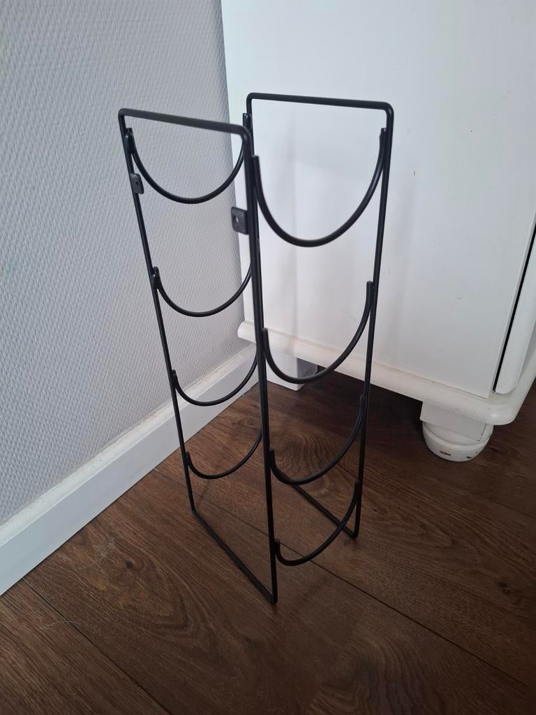 Zwart metalen wijnrek voor 6 flessen, Ophalen, Gebruikt, Metaal, 5 tot 15 flessen
