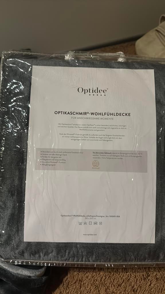 Optidee kasjmier woondekens set, Eenpersoons, Hoeslaken of Sloop, Ophalen of Verzenden, Zo goed als nieuw