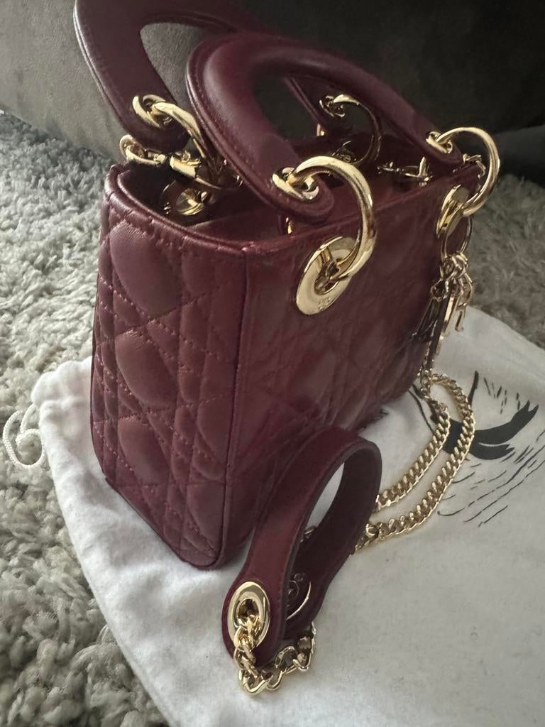 Dior Mini Lady Bag, Ophalen of Verzenden, Zo goed als nieuw, Rood, Handtas