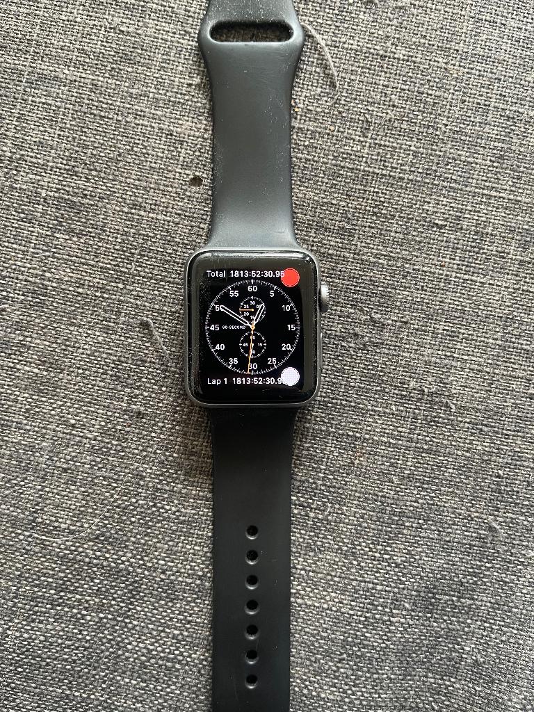 Apple Watch Series 3 42mm, Sieraden, Tassen en Uiterlijk, Smartwatches, Zo goed als nieuw, iOS, Zwart, Calorieverbanding, GPS