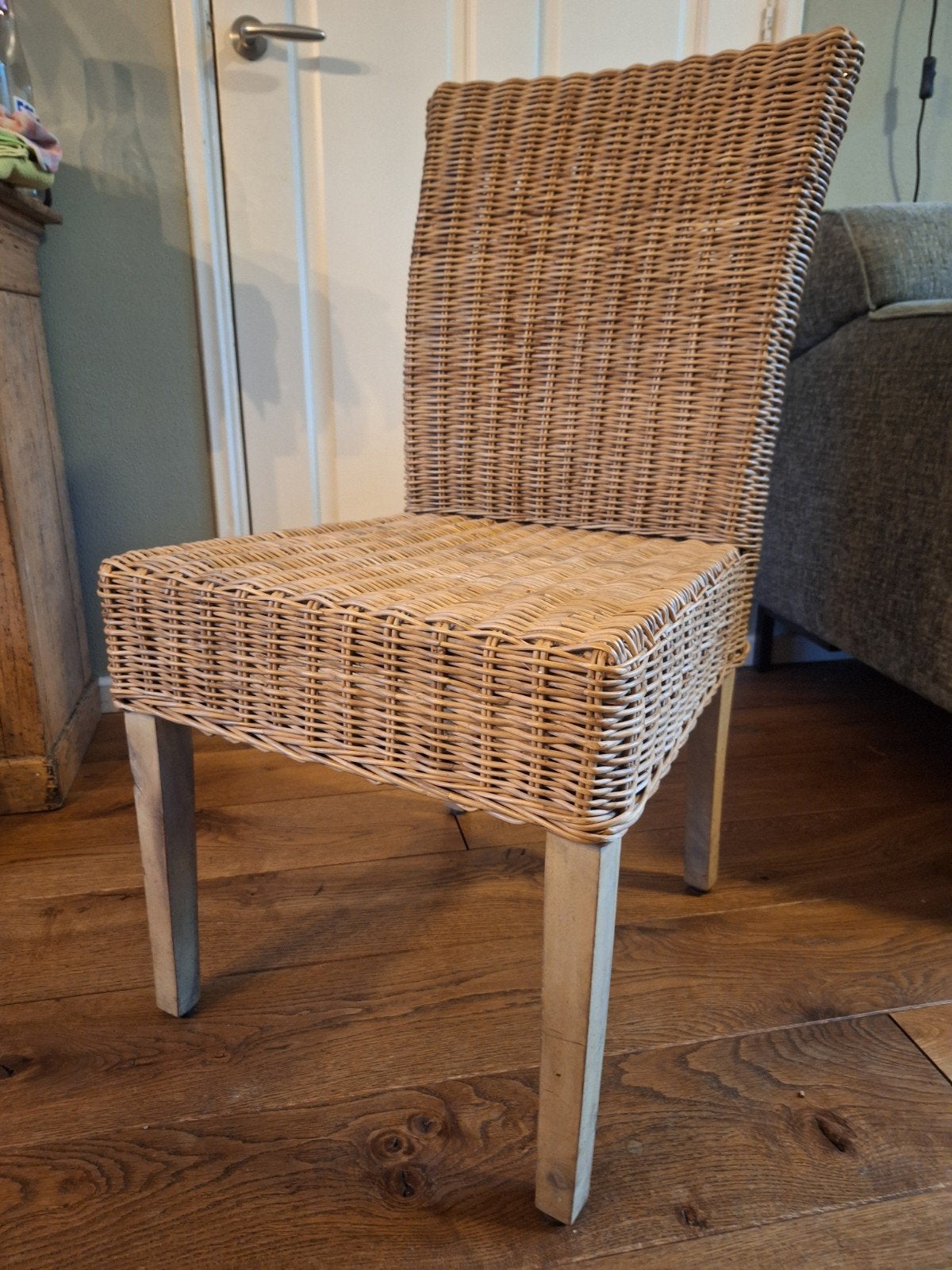 Hemelaer rotan eettafel stoel 4 stuks, Ophalen, Gebruikt, Overige kleuren, Landelijk, Bohemian
