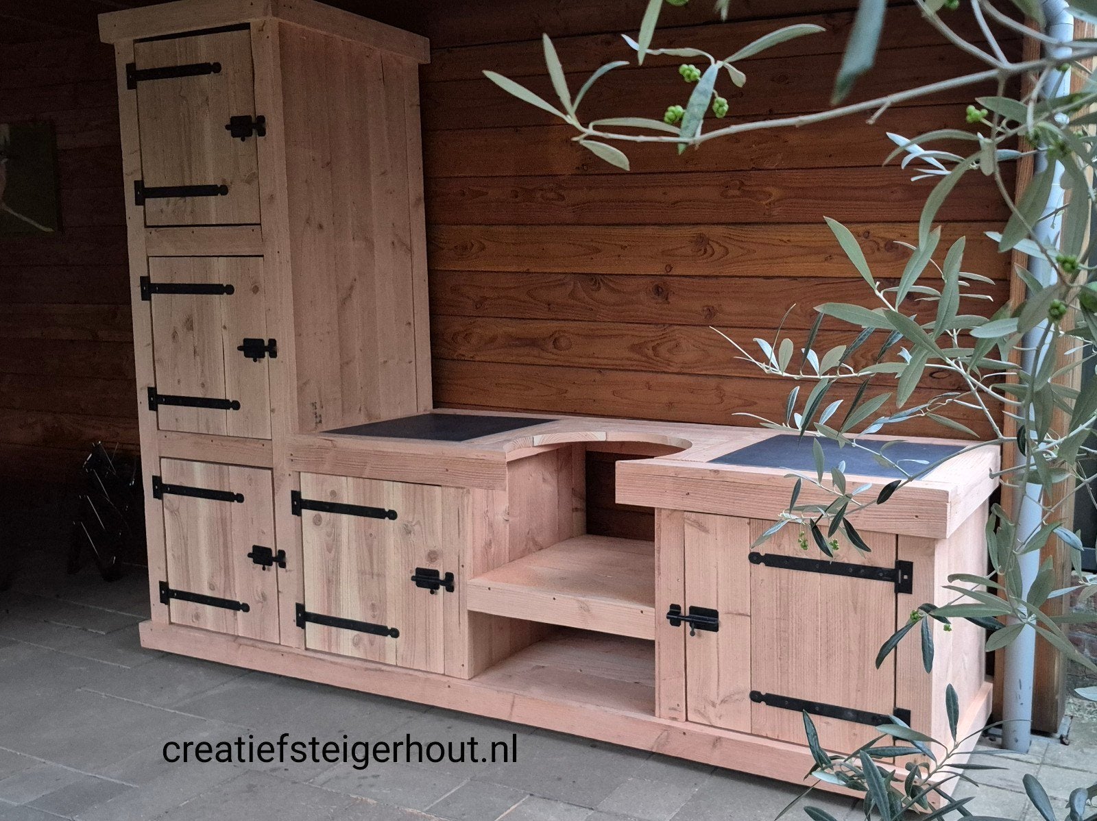 Buitenkeuken van douglashout toren kast koeling egg kamado, Tuin en Terras, Buitenkeukens, Ophalen of Verzenden, Nieuw, Houtskool