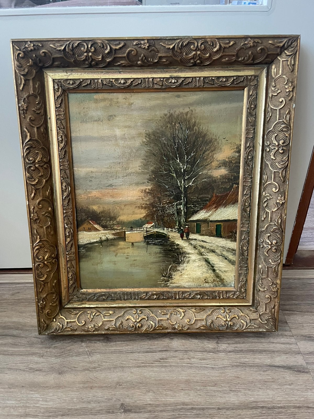 Schilderij Haagsche School winterlandschap Louis Apol (?), Antiek en Kunst, Kunst | Schilderijen | Klassiek, Ophalen, Paneel, Nederlandse school