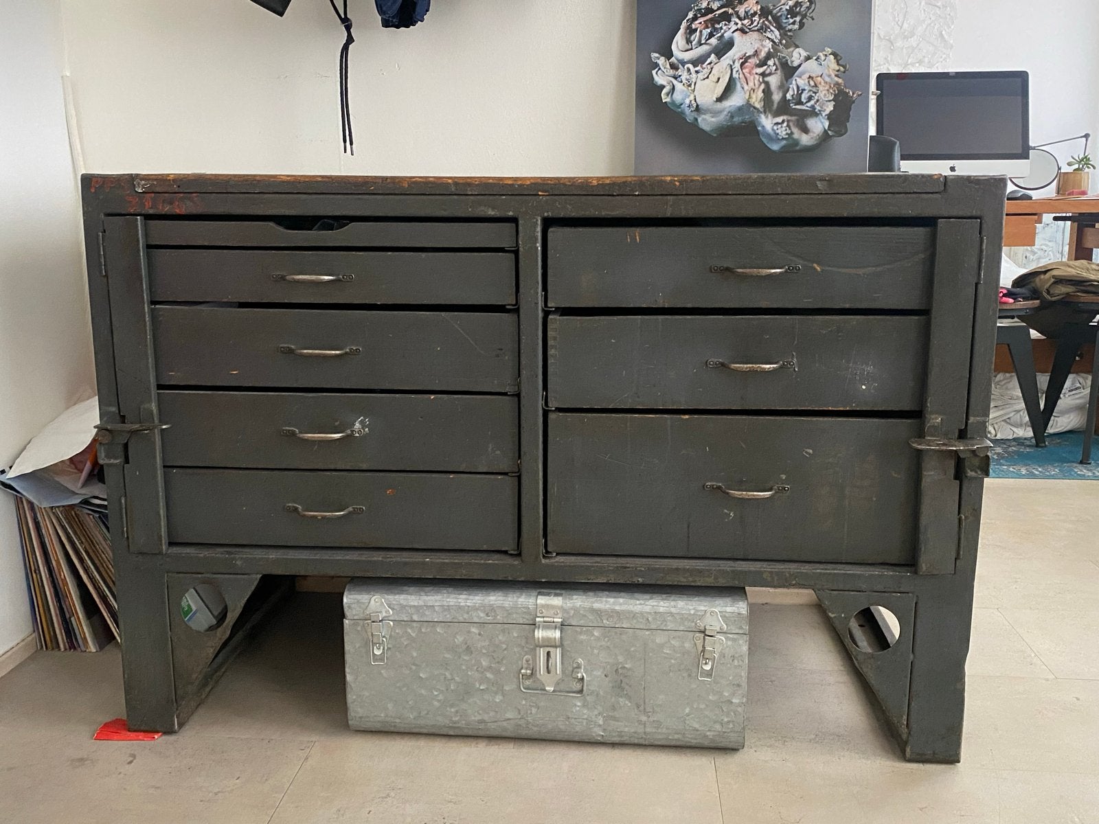 Vintage industriële ladekast met 8 laden, Ophalen