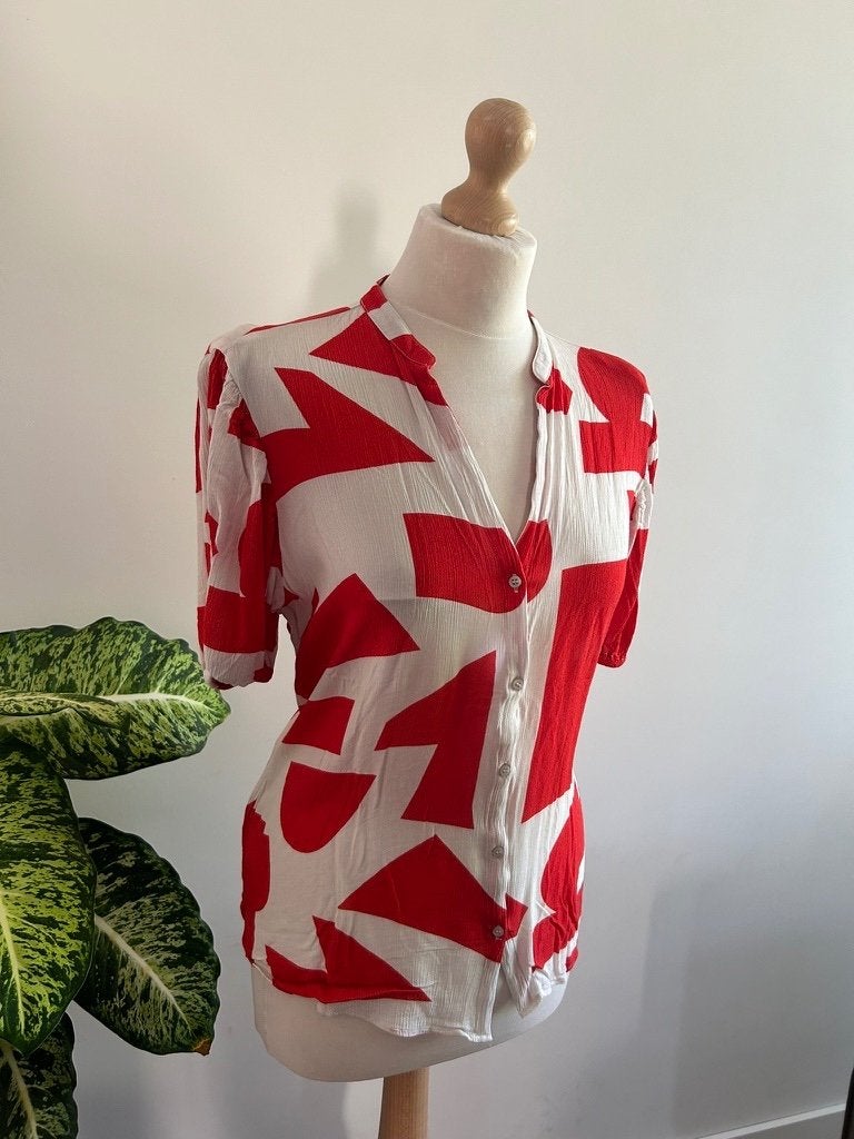 Expresso maat 42 rode retro top blouse 3381, Expresso, Expresso, Maat 42/44 (L), Zo goed als nieuw