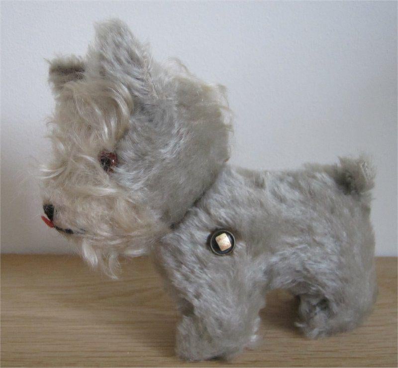 Grijs hondje, mohair, van het merk Grisly (jaren '50), Antiek en Kunst, Antiek | Speelgoed, Ophalen of Verzenden