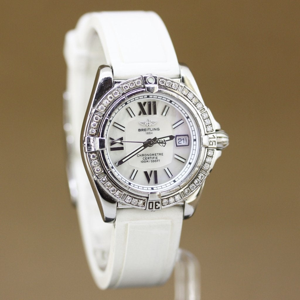 Breitling Cockpit Lady A71356 MOP Diamant, Overige merken, Gebruikt, Staal, Polshorloge