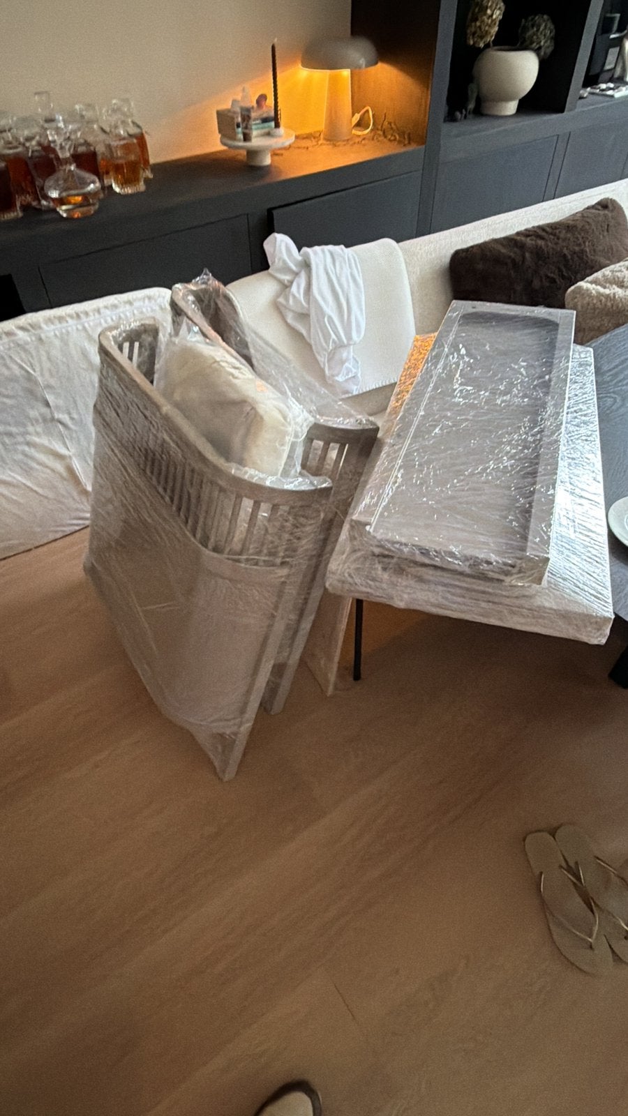 Sebra Meegroeibed Birchbark Rose / beige  ingepakt + matras, Ophalen, Zo goed als nieuw, Ledikant