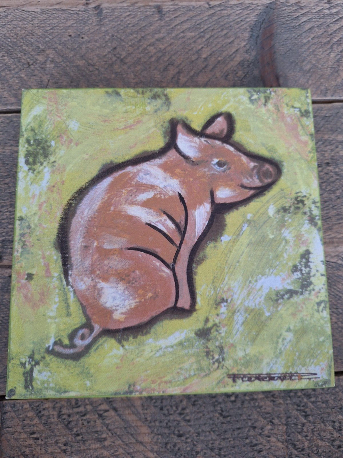 Leuk schilderijtje met varkentje voor kinderkamer, Ophalen of Verzenden