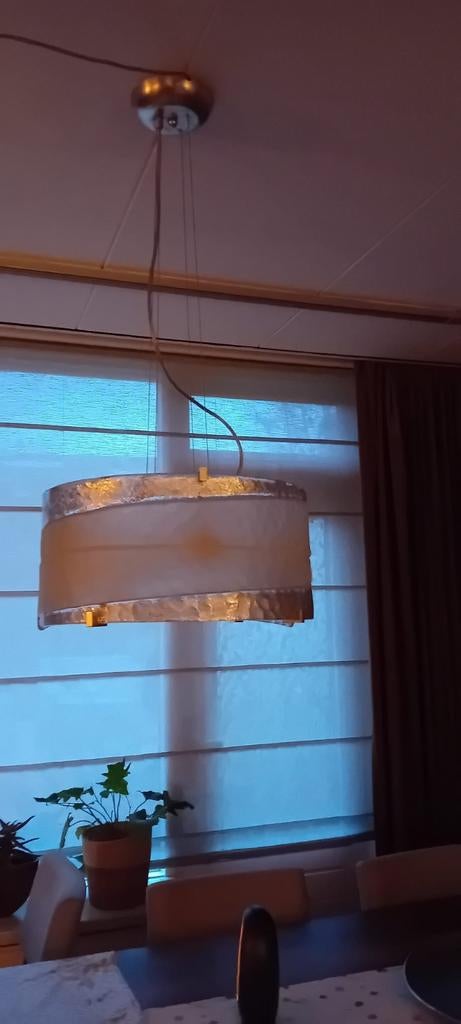 Hanglamp ,zilverkleur, Huis en Inrichting, Ophalen of Verzenden, Zo goed als nieuw, Glas, Minder dan 50 cm