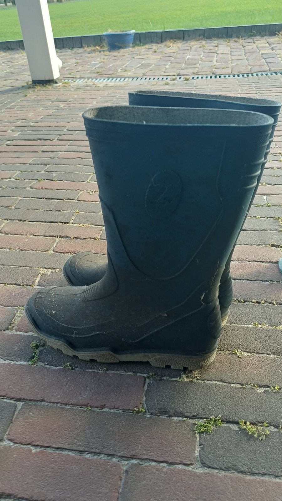 Donkerblauwe regenlaarzen, maat 38-39, Ophalen, Gedragen, Zwart, Regenlaarzen