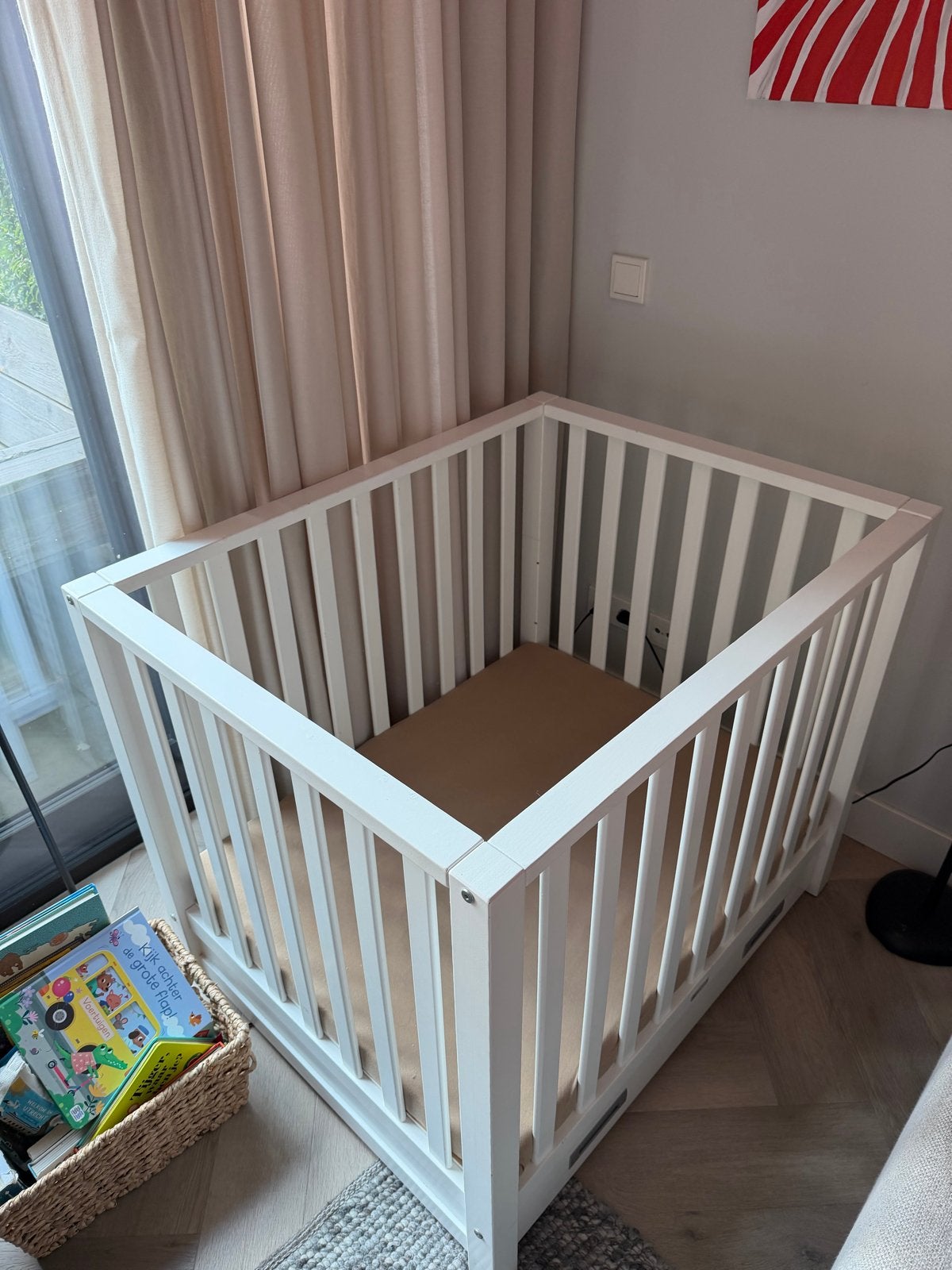 Witte houten box TWF met lade, Ophalen, Gebruikt, Vierkant, Lade