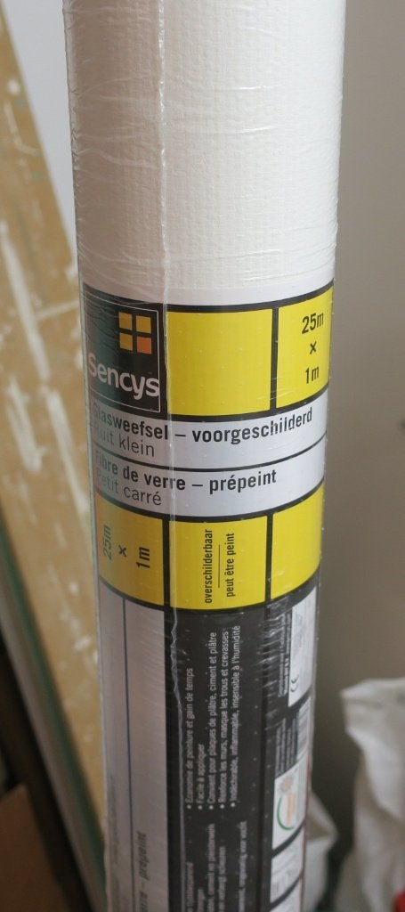 Sencys Glasvlies - met kleine ruit motief - 25 x 1m, Ophalen, Overige merken, Wit, Structuur