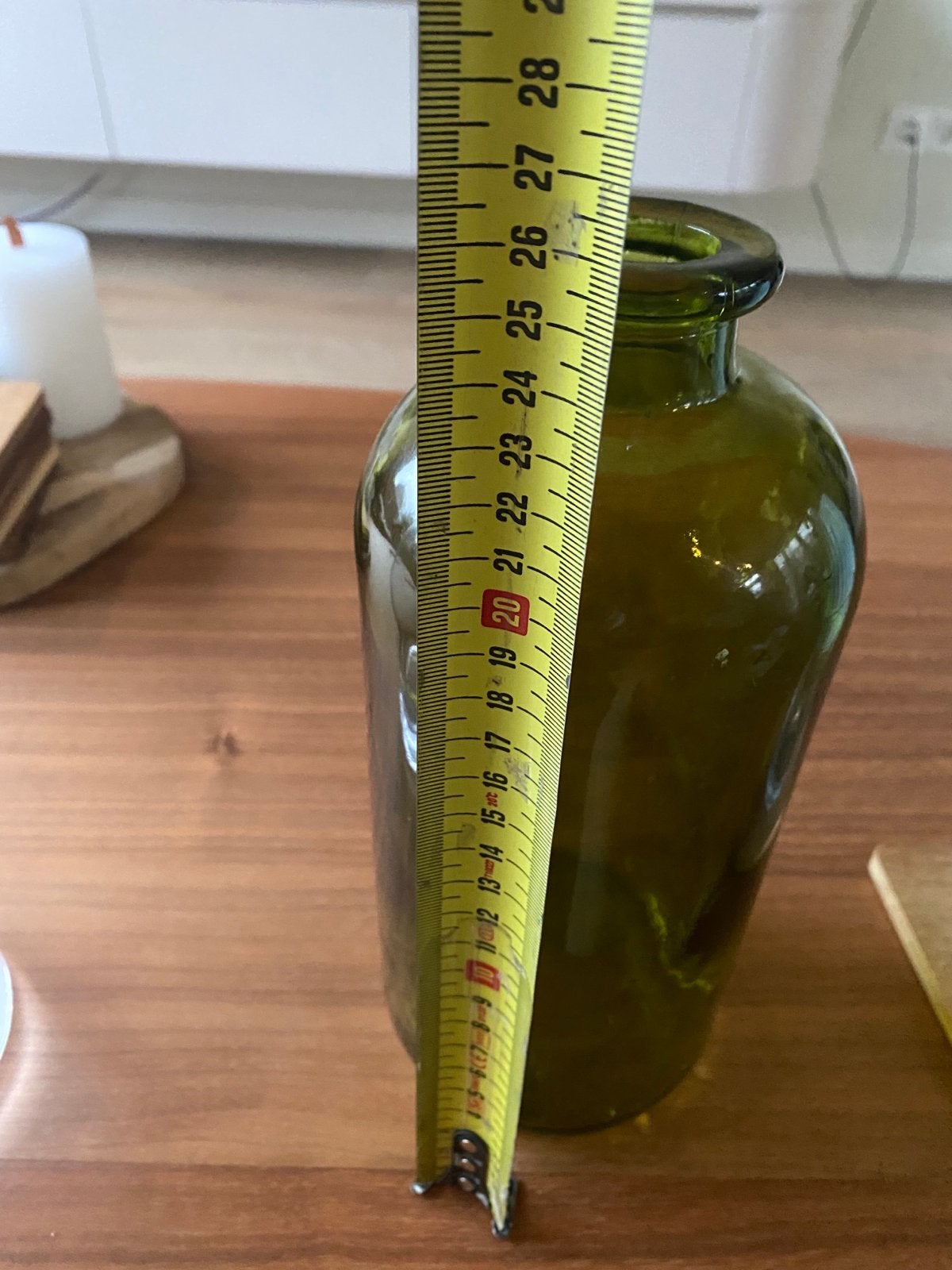 Decoratieve groene glazen fles - 20 cm hoog, Antiek en Kunst, Ophalen of Verzenden