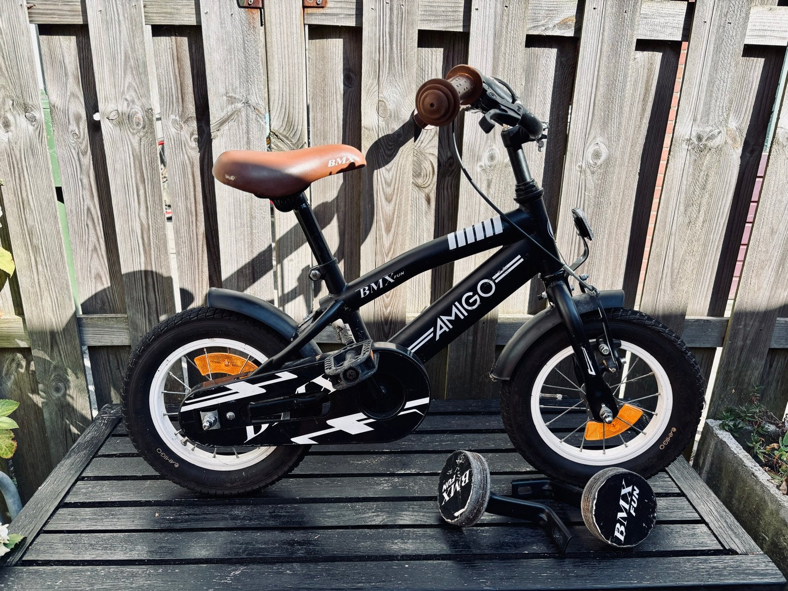 Amigo BMX Fun kinderfiets met zijwieltjes - 14 inch, Ophalen, Terugtraprem, Zijwieltjes, Gebruikt