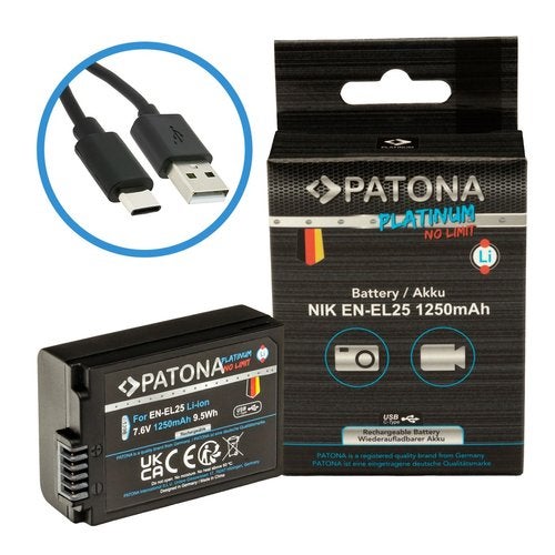 Platinum battery with USB-C input Nikon EN-EL25 Zfc Z50 Z30, Nieuw