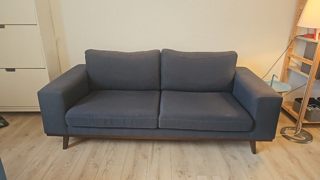Donkerblauwe 3-zitsbank – hoezen wasbaar, Huis en Inrichting, Banken | Bankstellen, Ophalen, Gebruikt, Tweepersoons, 75 tot 100 cm