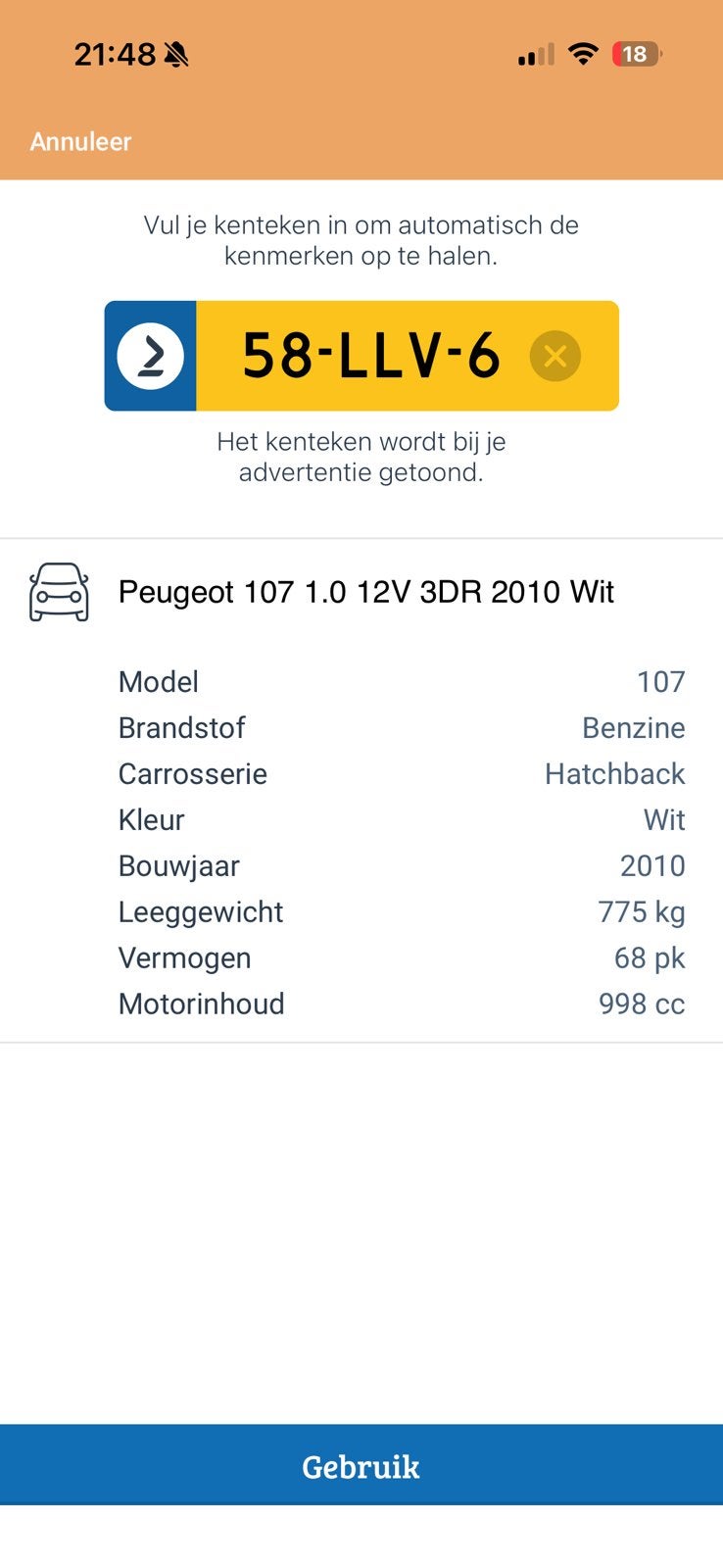 Peugeot 107, Ophalen, Peugeot, Bumper