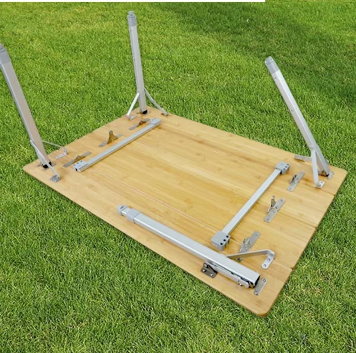 Skandika Tolja Bamboe Campingtafel en bankjes Opvouwbaar, Ophalen of Verzenden, Gebruikt, Campingtafel