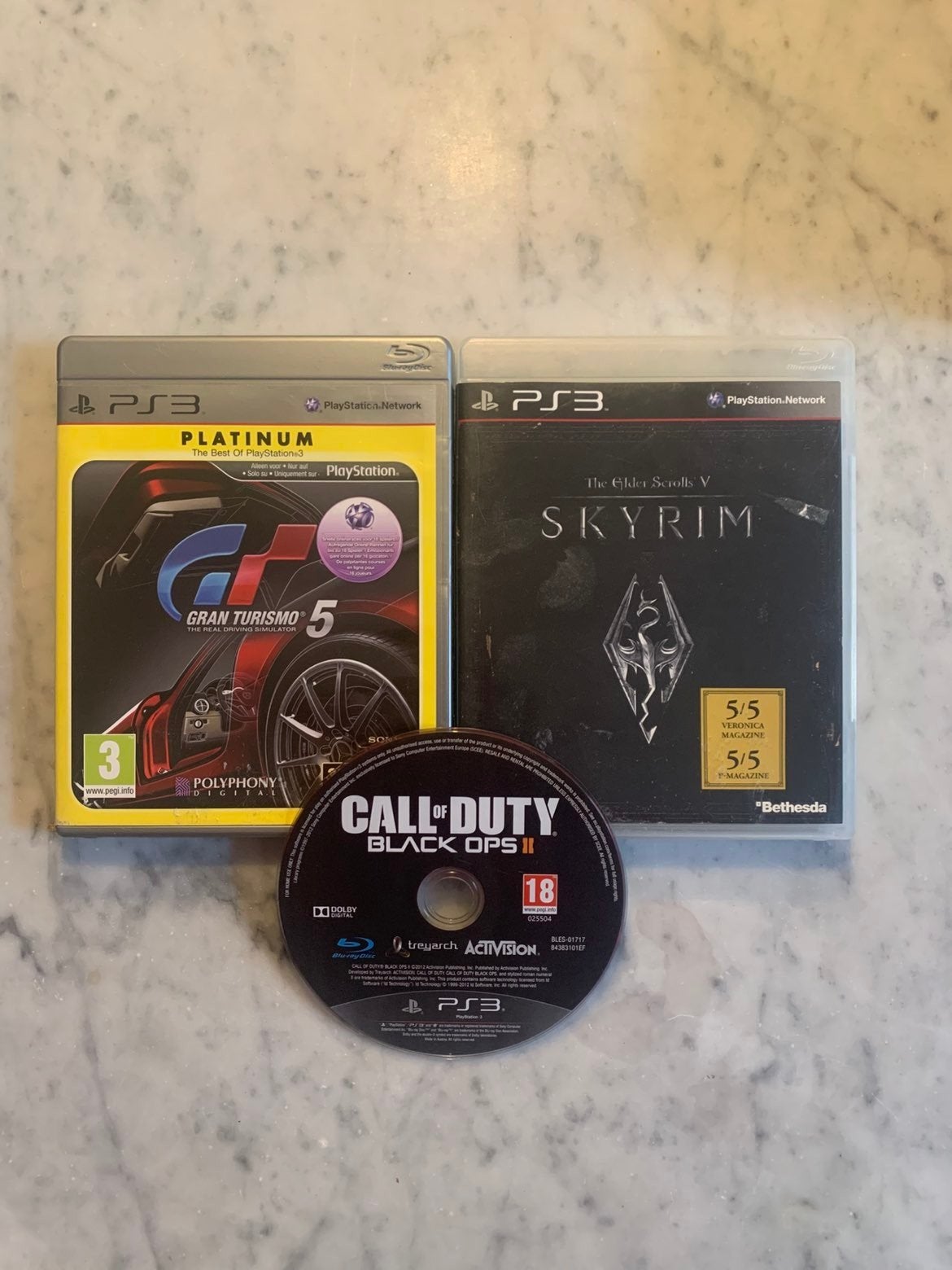 Gran Turismo5, Skyrim V, & Black ops 2  "Playstation3", Spelcomputers en Games, Games | Sony PlayStation 3, Verzenden, 1 speler