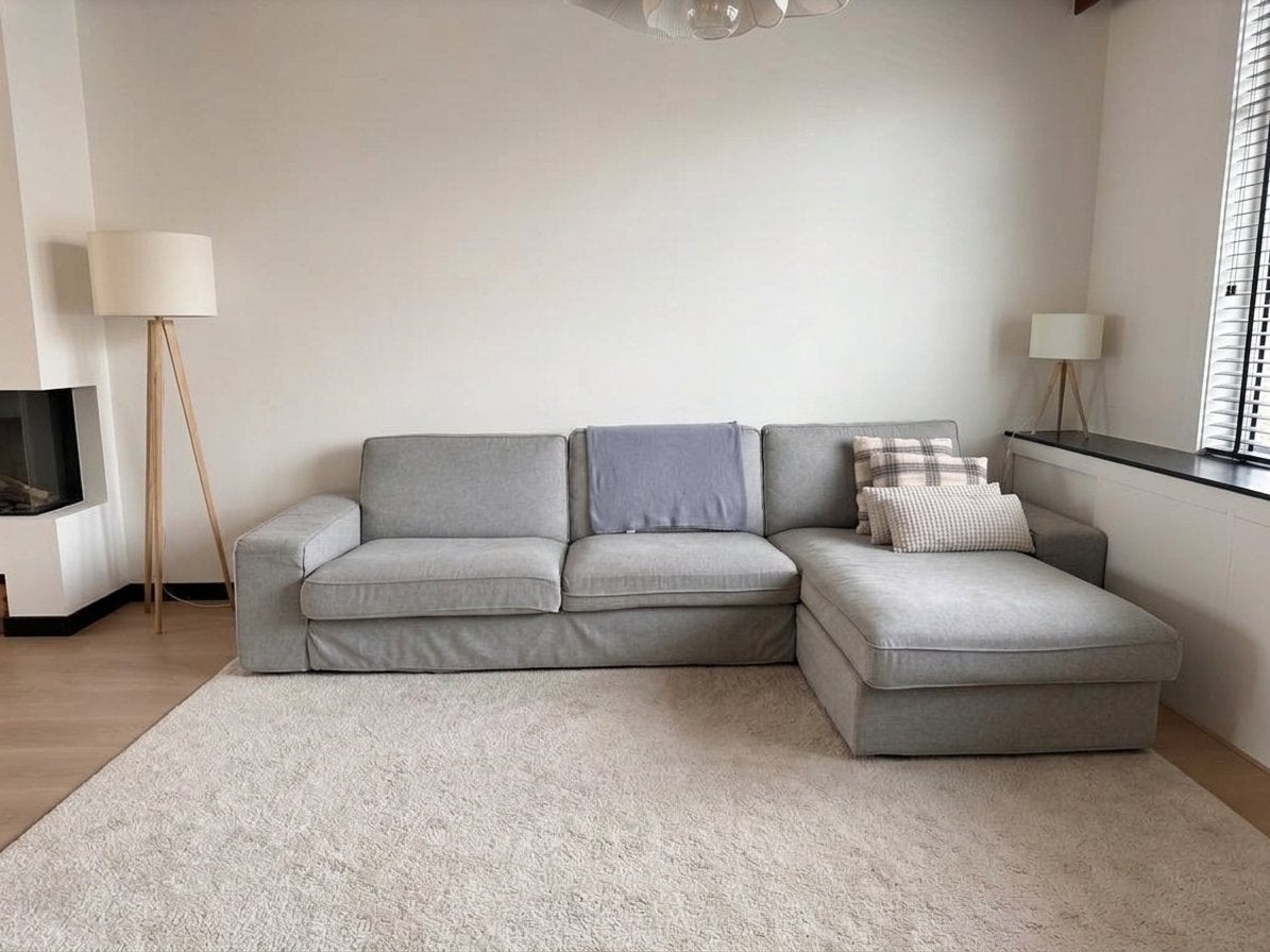 IKEA KIVIK 3-zitsbank met chaise longue, grijs, Ophalen, 250 tot 300 cm, Gebruikt, Hoekbank