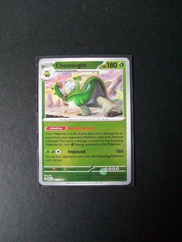 2938: Nieuwe Pokemon Kaart Holofoil CHESNAUGHT HP180 007/086, Verzenden, Nieuw, Losse kaart, Foil