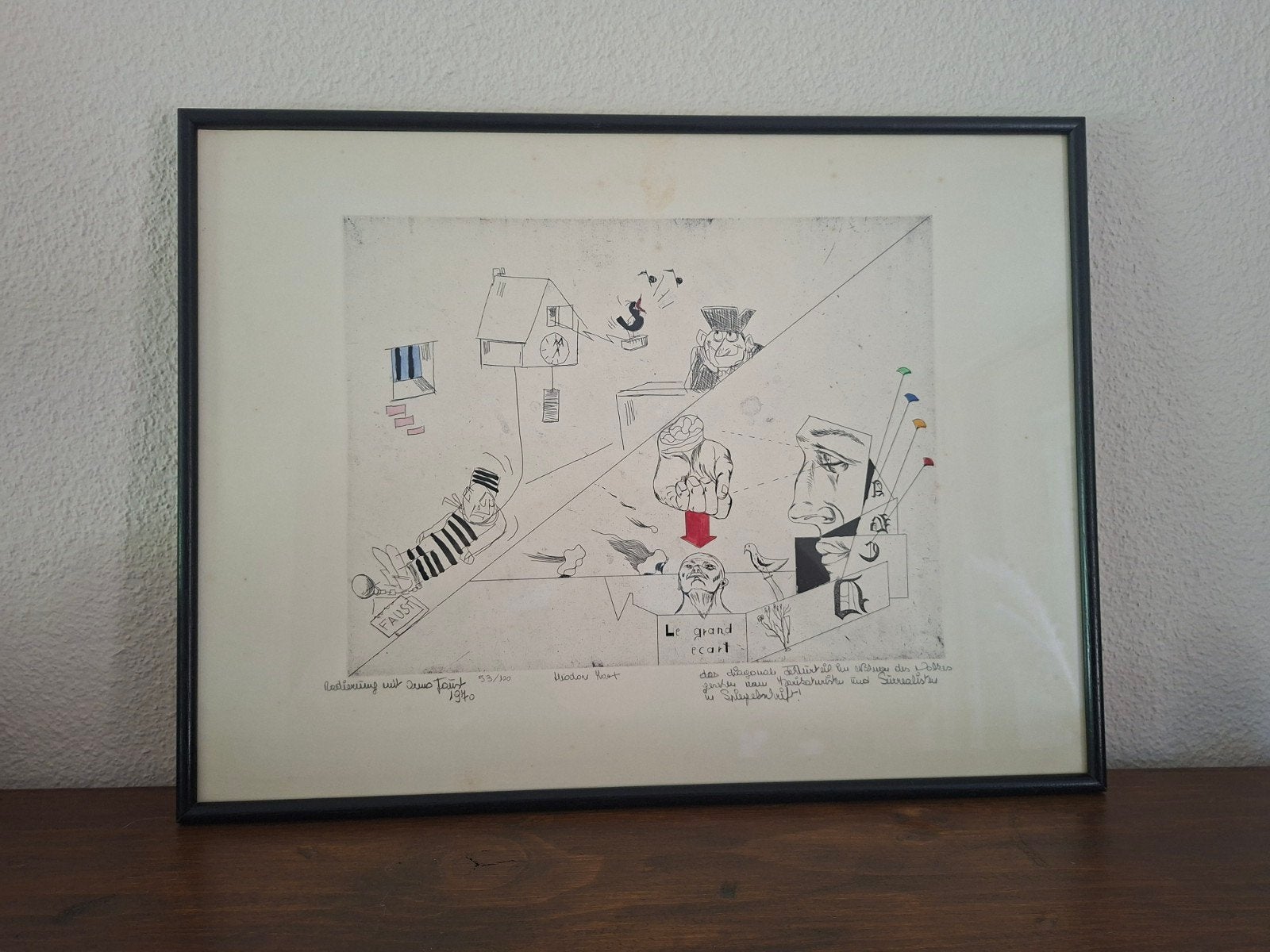 Theodore Haert - Radierung mit Faust (1940), Antiek en Kunst, Ophalen of Verzenden, Ets, Met tekst, 1950 - 1999