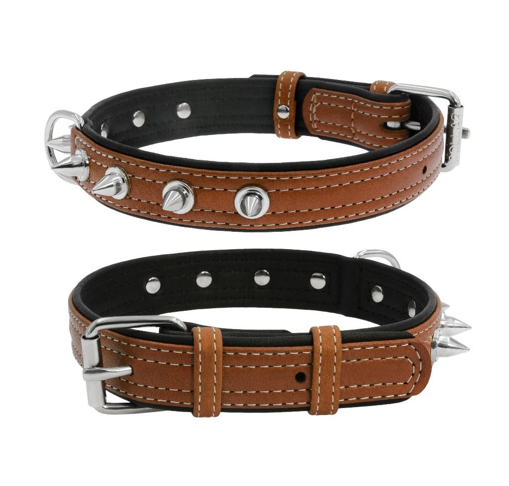 WAUDOG Soft Spiked Halsband Leder Bruin M Nek 38-49 cm -40%!, Ophalen of Verzenden, Handgemaakt, Nieuw