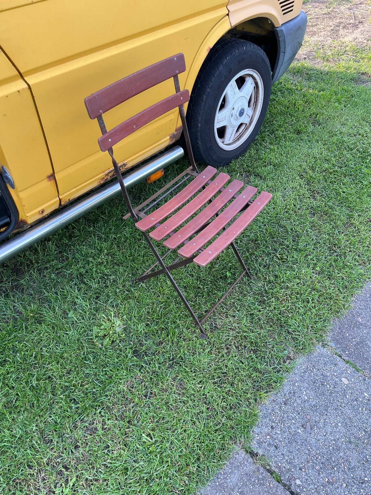 4x bistro inklapbare tuinstoelen - Hout en Metaal, Ophalen, Gebruikt, Hout, Inklapbaar