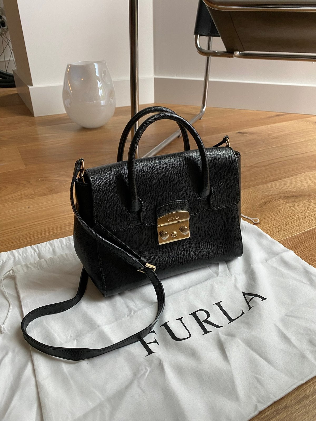 Furla metropolis tas zwart, Ophalen of Verzenden, Gebruikt, Zwart, Handtas