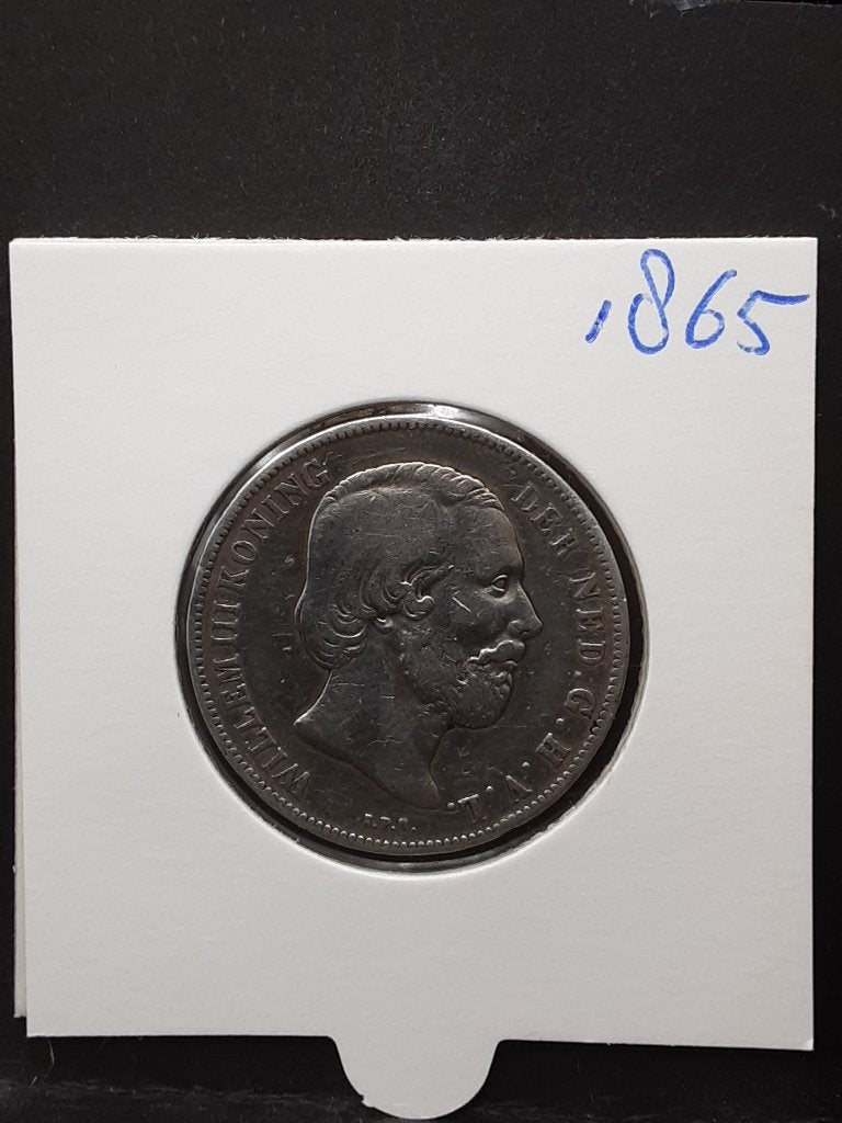 1 gulden 1865 Koning Willem III, 1 gulden, Koning Willem III, Verzenden, Zilver