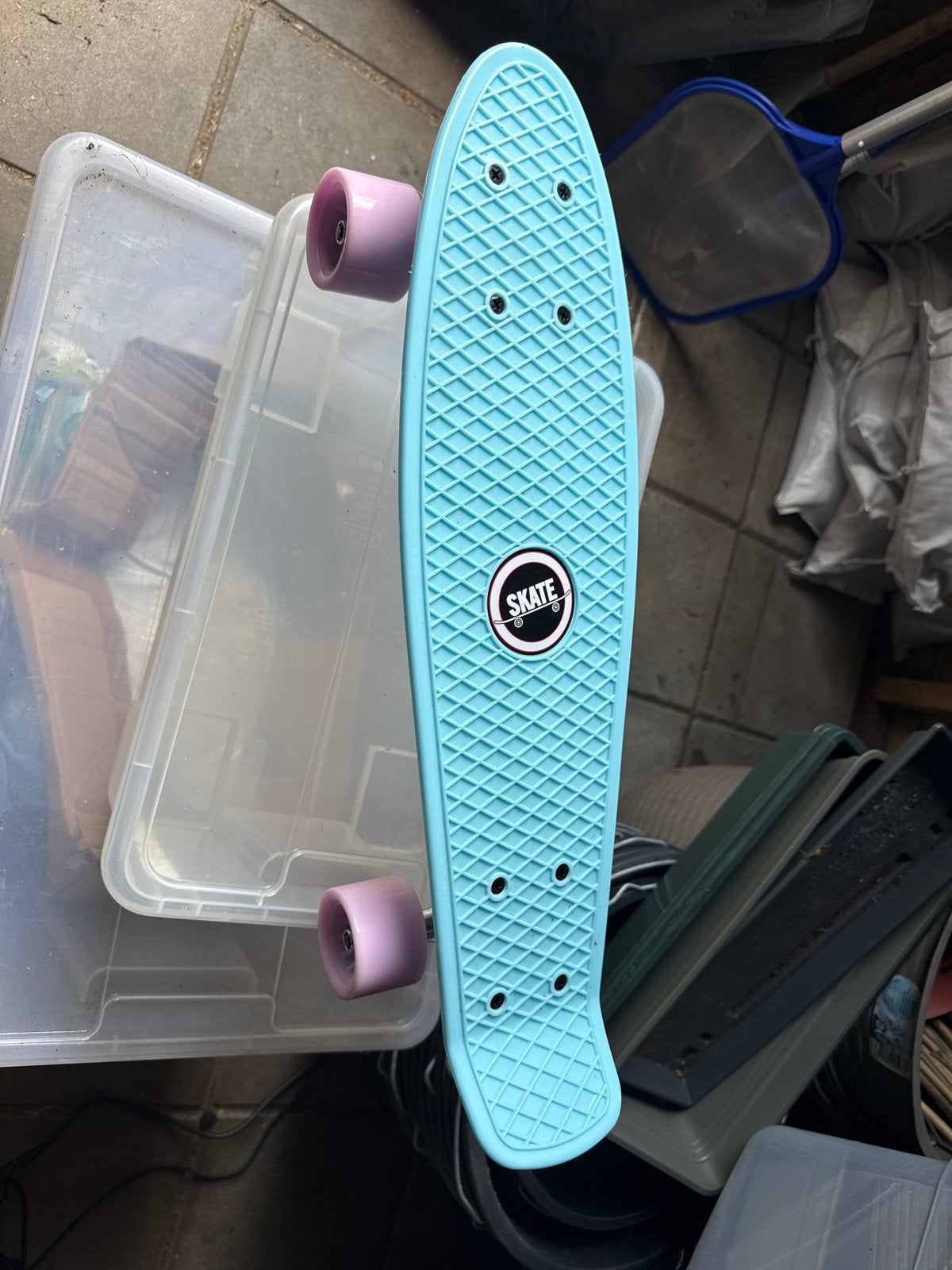 Nieuw Skateboard - Lichtblauw met Roze Wielen, Ophalen of Verzenden, Nieuw, Skateboard