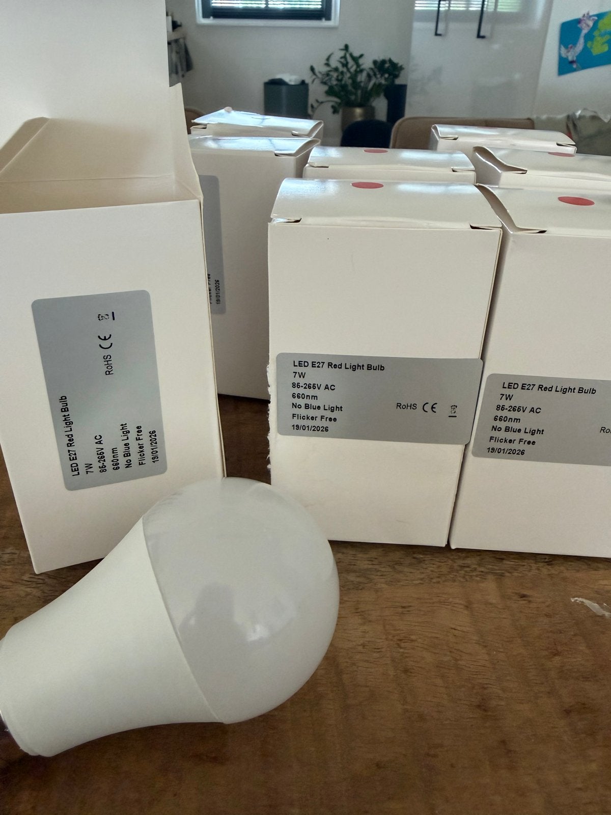 9 stuks LED E27 Rode Gloeilamp - 660nm - Geen blauw licht!, Led-lamp, Overige lichtkleuren, Nieuw, Minder dan 10 watt