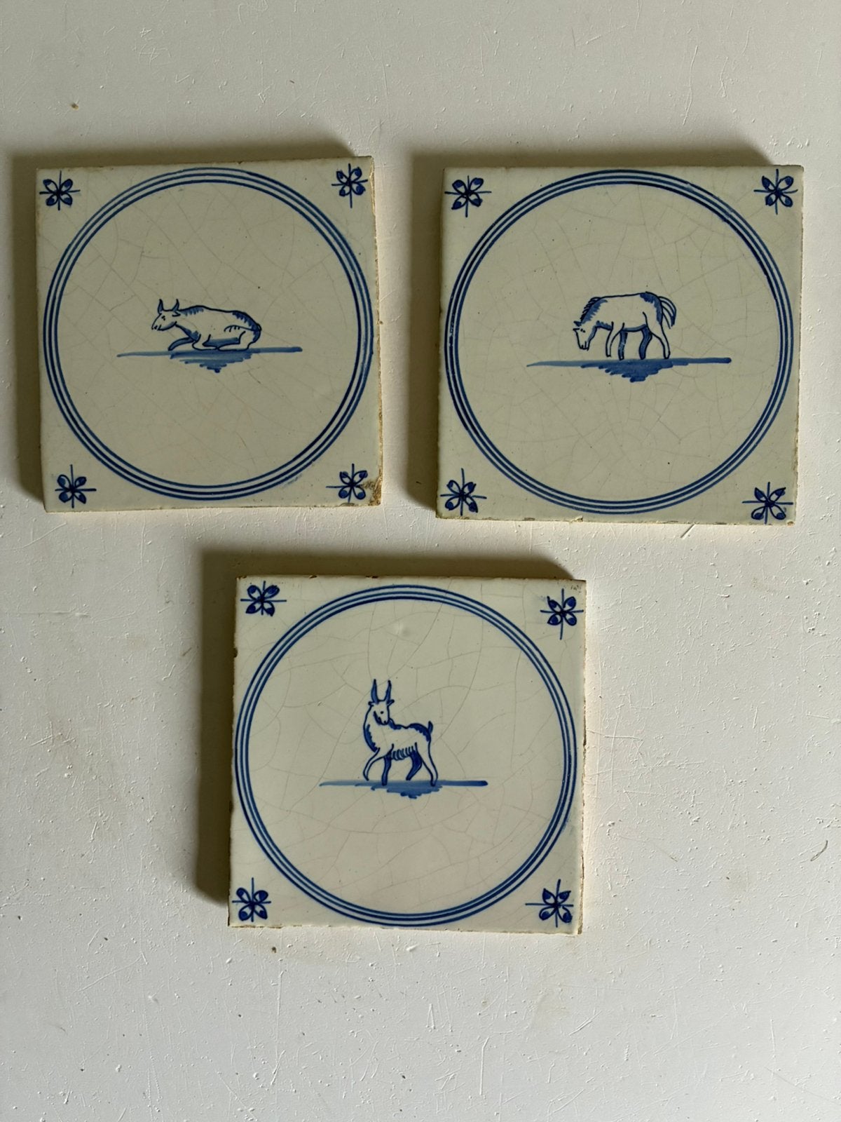 Antieke springetjes 130x130x6 mm blauw, Antiek en Kunst, Ophalen of Verzenden