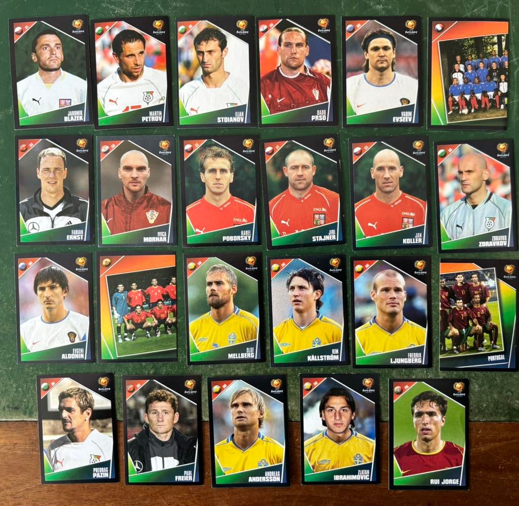 23 panini plaatjes Euro 2004 met Ibrahimovic, Ophalen of Verzenden
