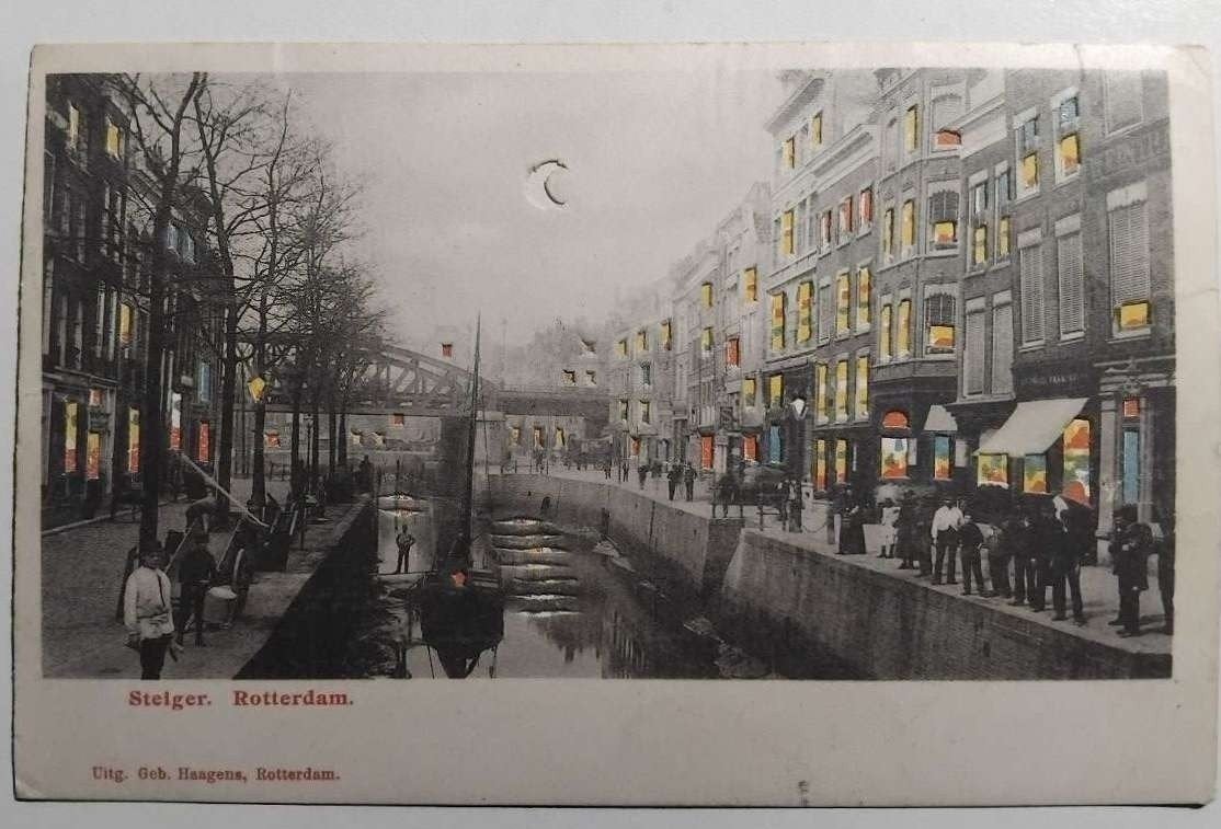 Hold-to-Light ansichtkaart Rotterdam Steiger (1906), Verzamelen, Ansichtkaarten | Nederland, Ophalen of Verzenden, Voor 1920, Gelopen